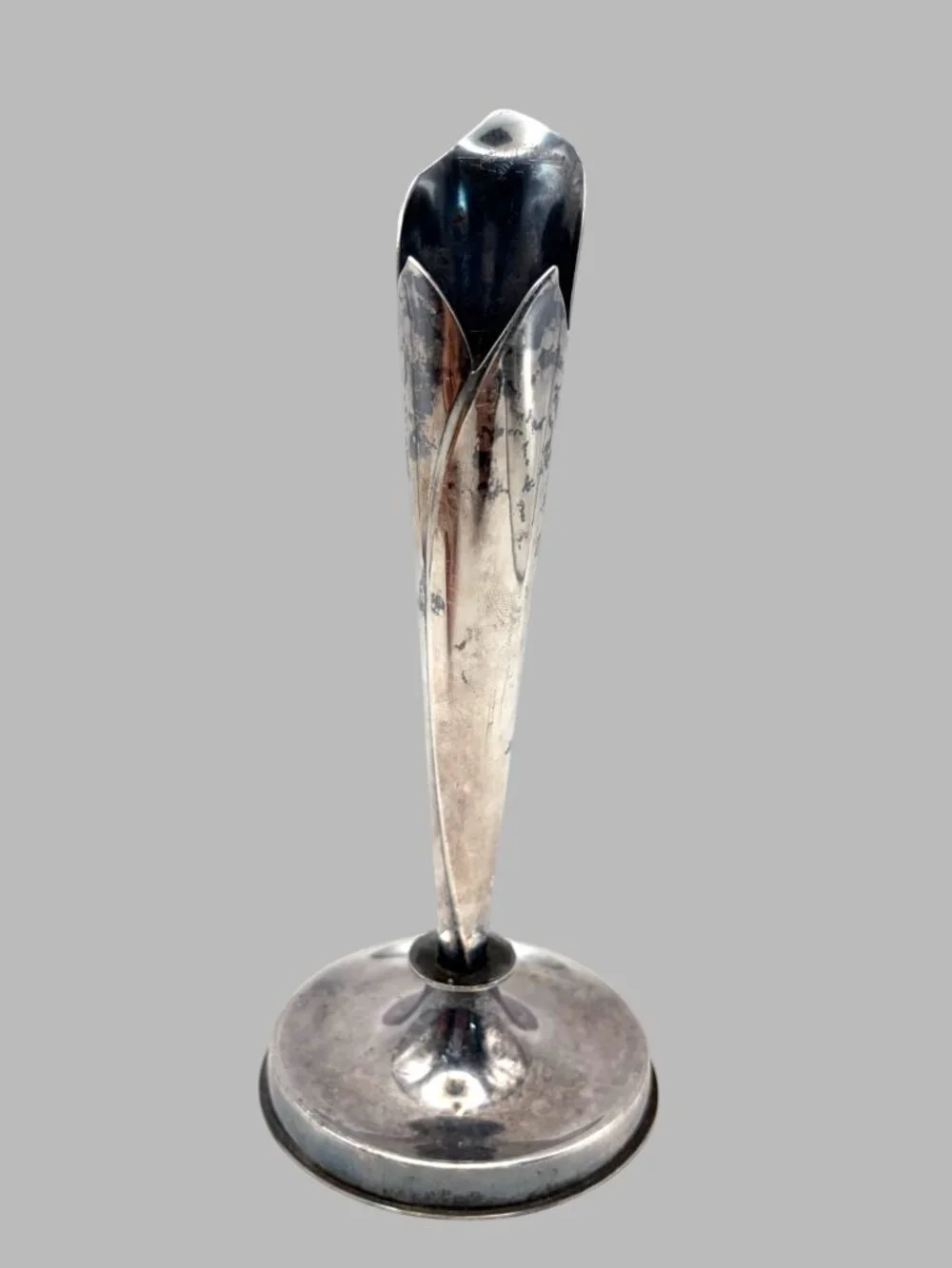 Vintage MCM Silverplate Calla Lily Bud Vase 7